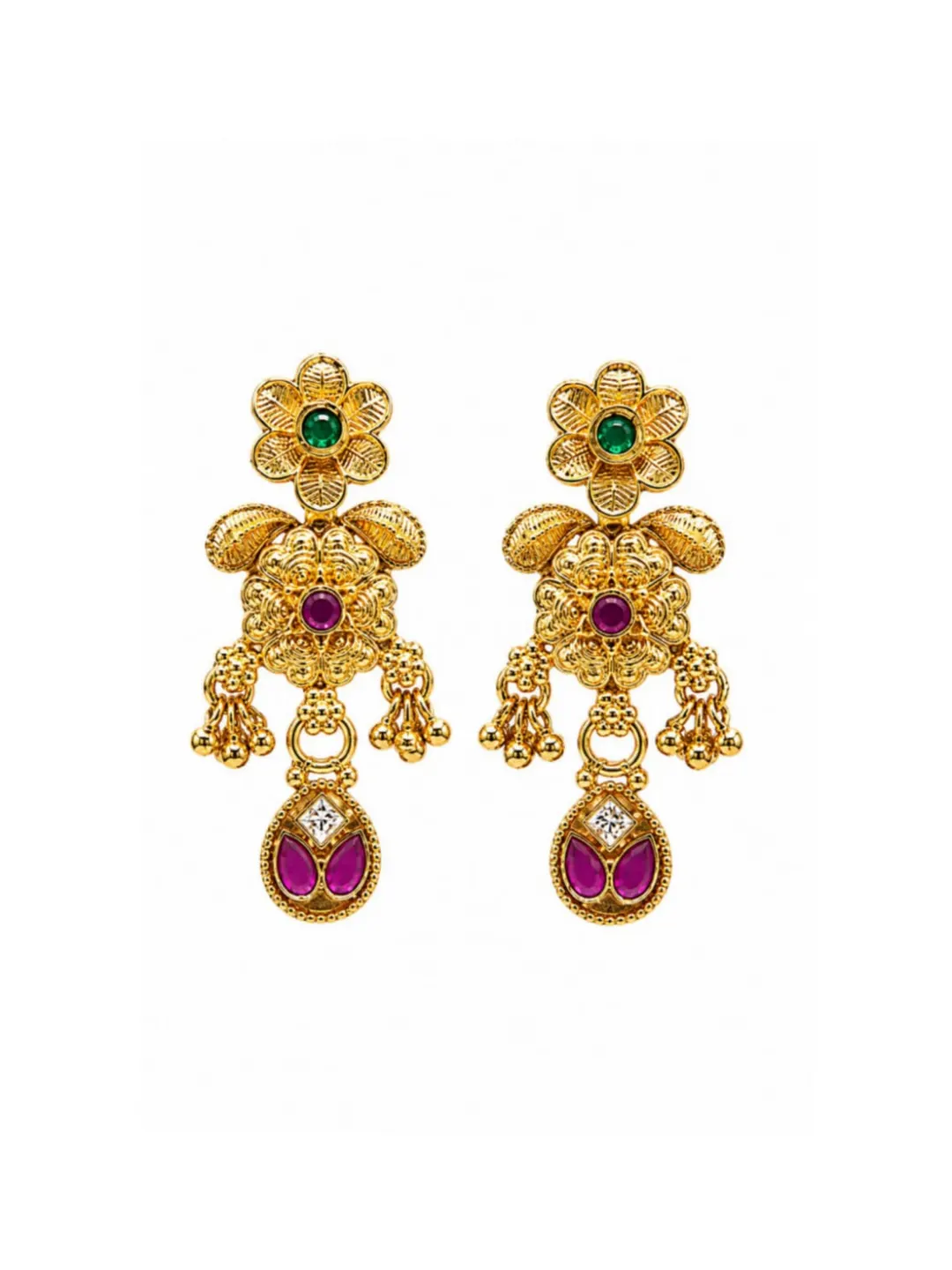 ROYAL FROG FLORAL GEMSTONE DROP EARRINGS