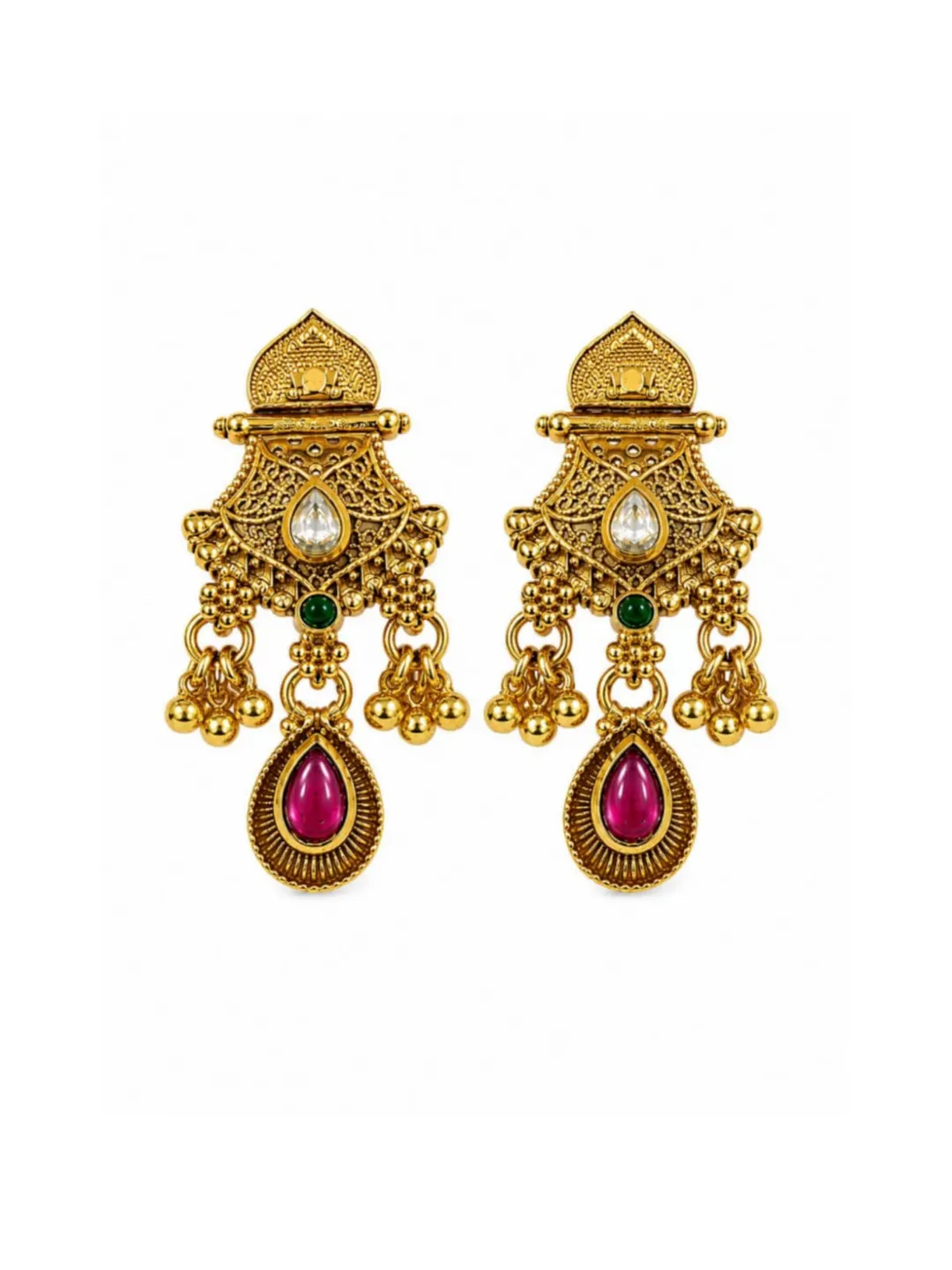 ANTIQUE GOLD PLATED CHANDELIER EARRING