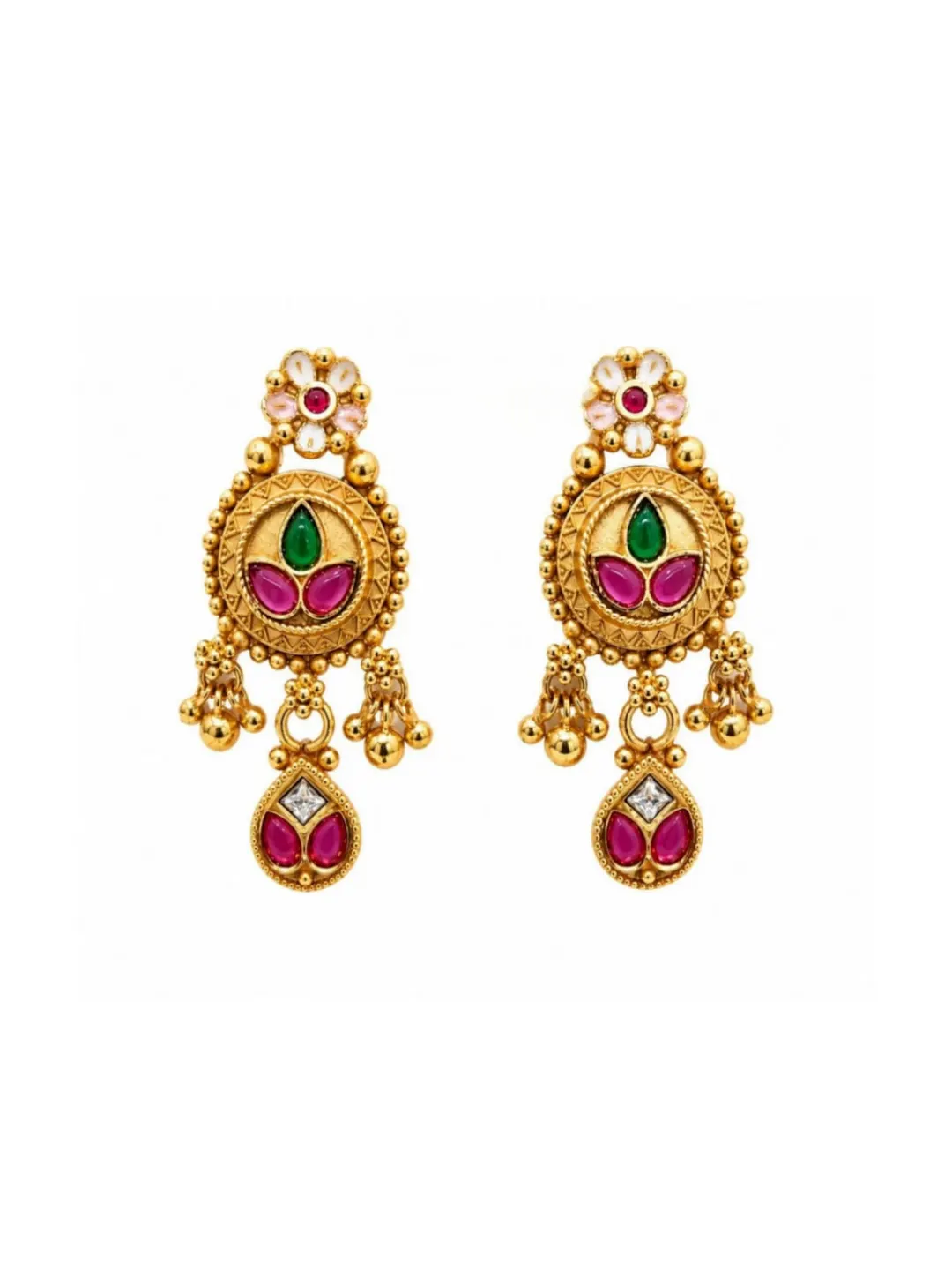 TRADITIONAL GOLD TONE CHANDBALI EARRING