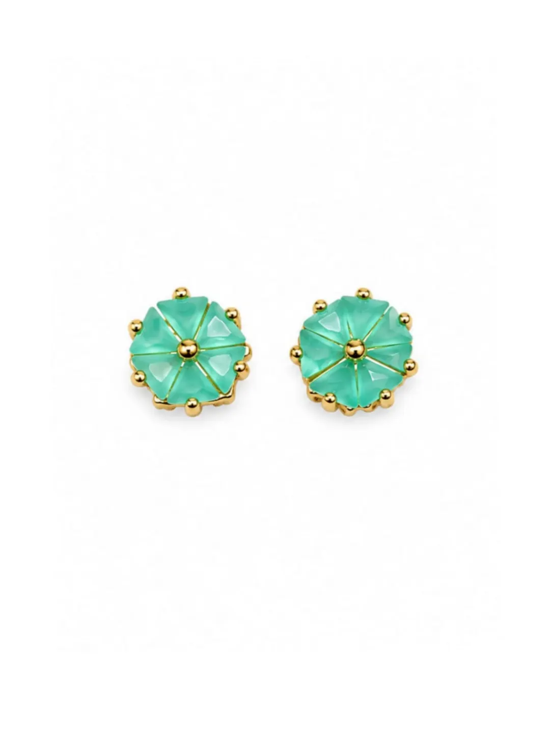 GOLD-TONE GEOMETRIC FLOWER DESIGN FASHION EARRINGS
