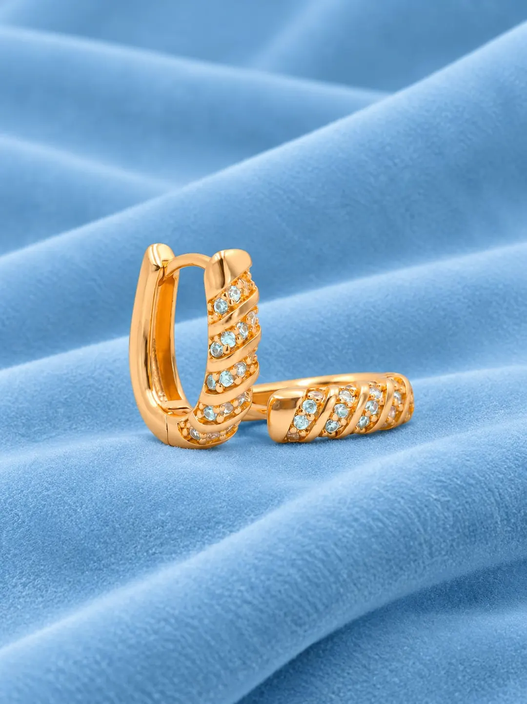 CLASSIC GOLD-TONE CZ HUGGIE EARRINGS