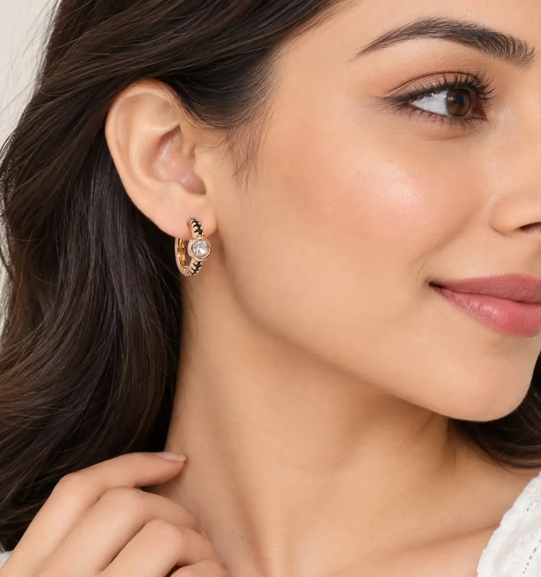 ROSE GOLD DAINTY HUGGIE EARRING 