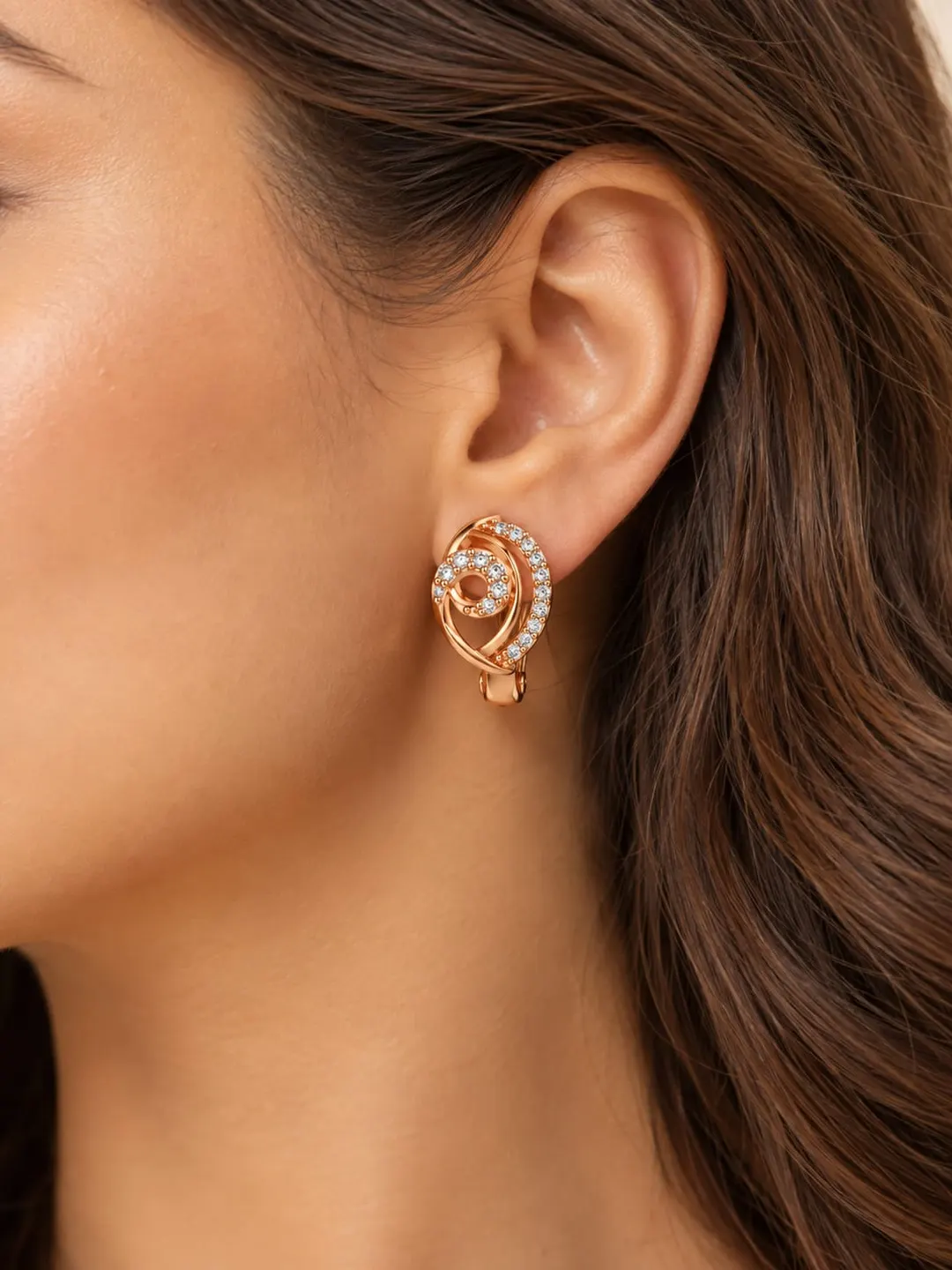 ROSE GOLD PLATED SWIRL STUD EARRING 