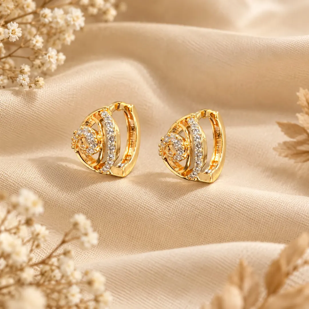ROSE GOLD PLATED SWIRL STUD EARRING 