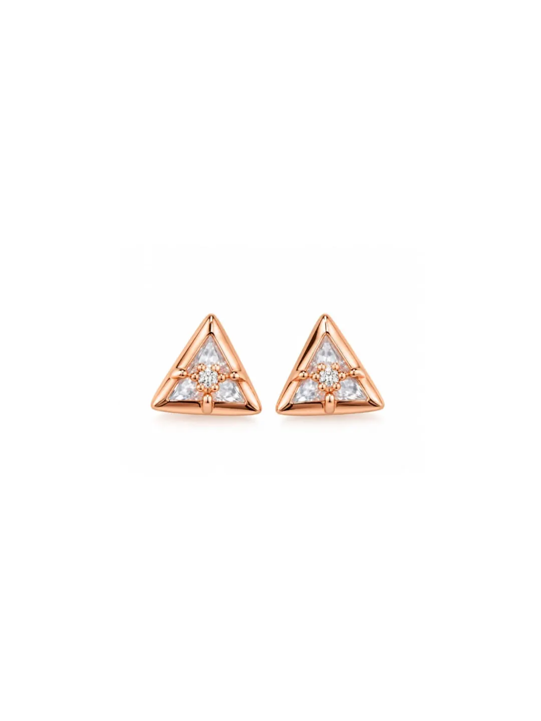 MINIMALIST CUBIC ZIRCONIA SOLITAIRE INLAID GEOMATRIC STUD EARRING