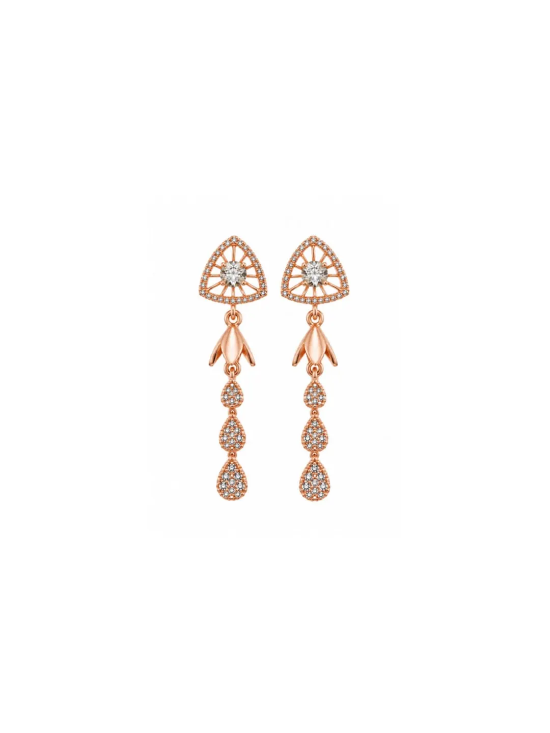 ROSE GOLD OPENWORK TRAINGLE DANGLE EARRINGS