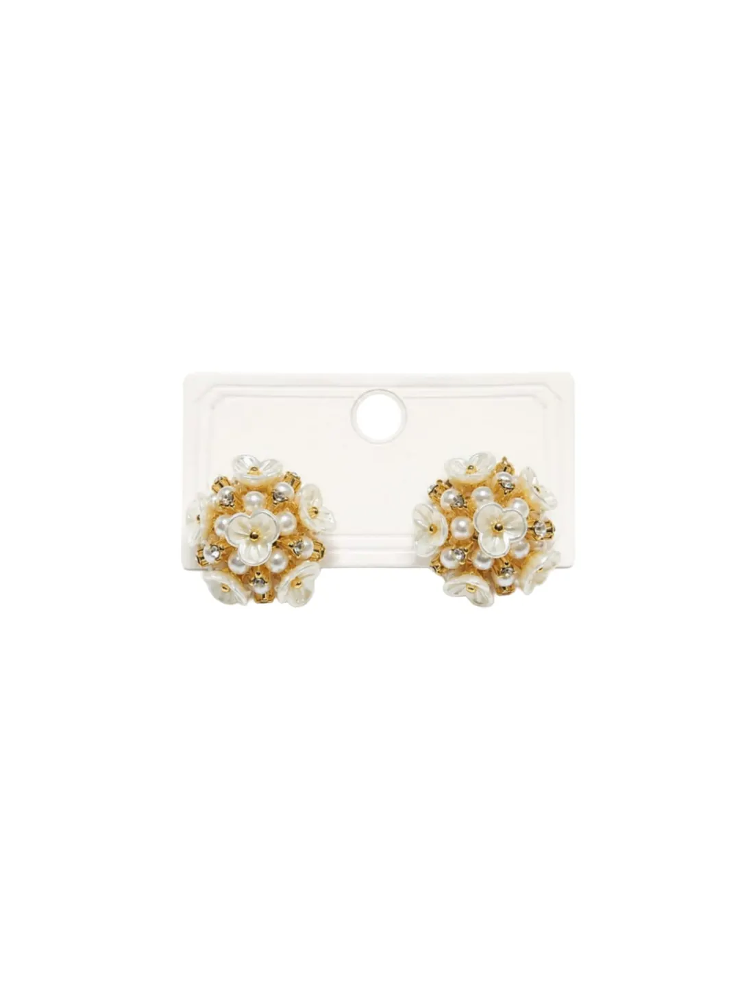 VINTAGE WHITE FLORAL PEARL CLUSTER STUD EARRING
