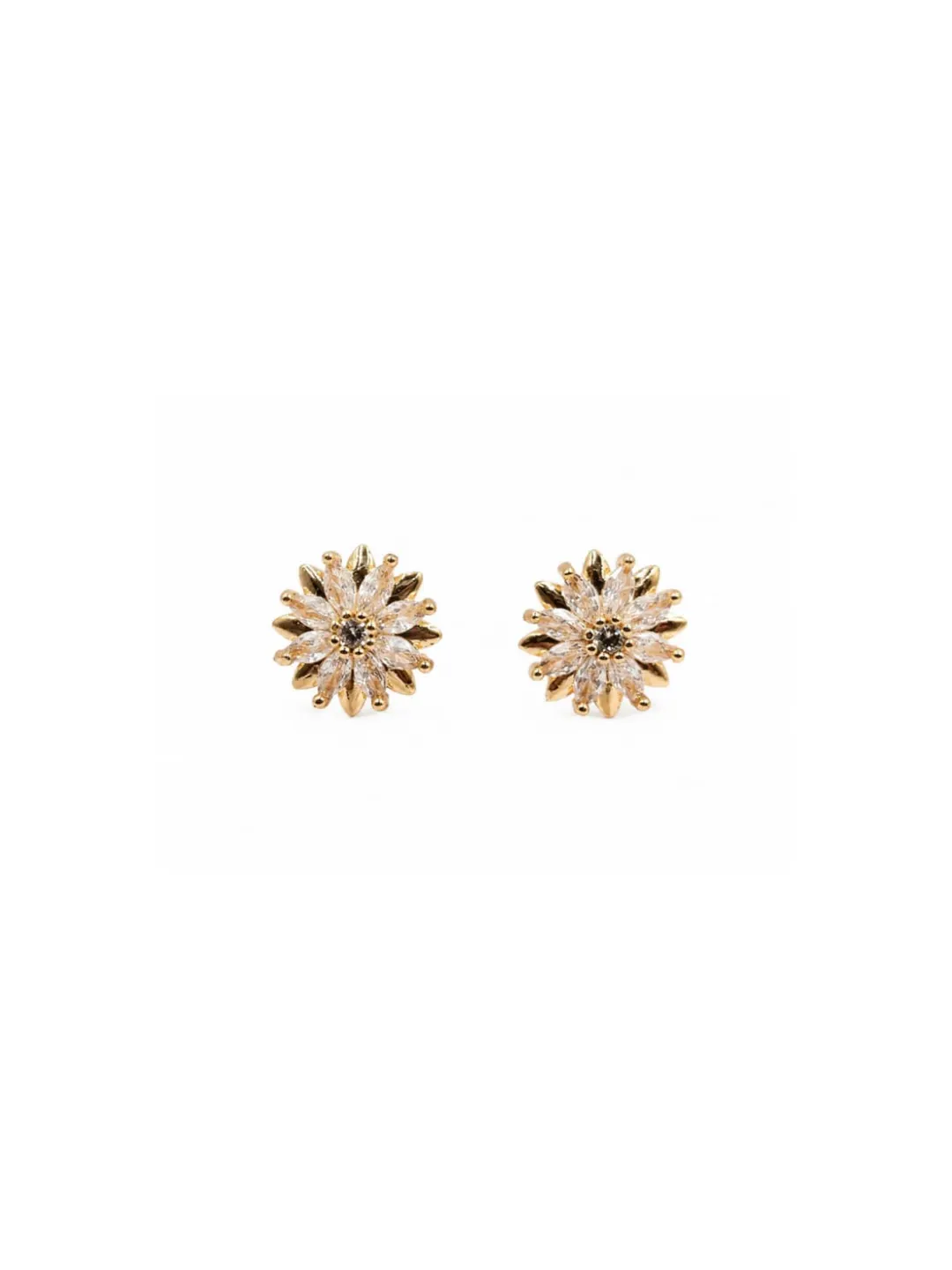 SPARKLING CZ FLORAL BURST STUD EARRING