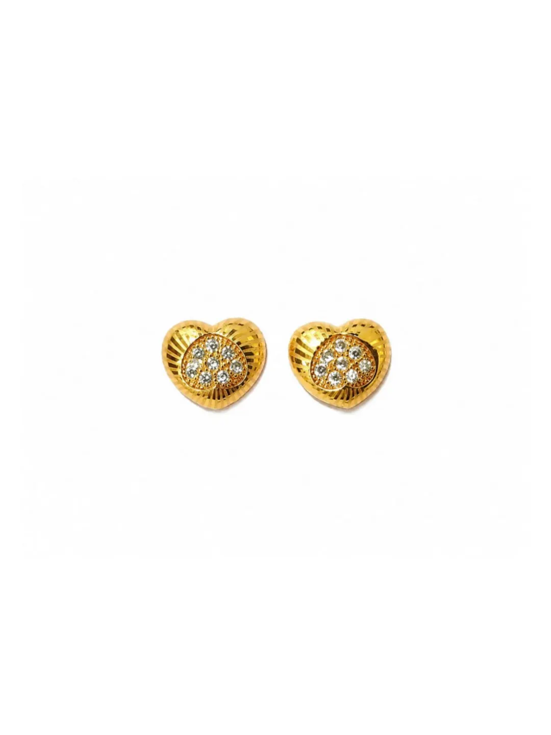 TEXTURED DOUBLE HEART PAVE CRYSTAL ZIRCON STUD EARRING