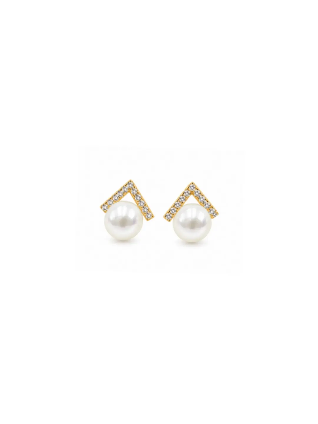ELEGANT V-SHAPE PEARL STUD EARRING