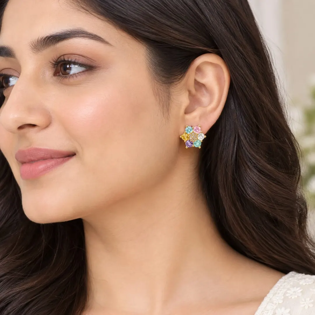 RAINBOW BLOOM MULTICOLOR STUD EARRINGS
