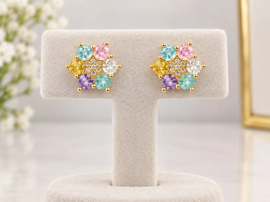 RAINBOW BLOOM MULTICOLOR STUD EARRINGS
