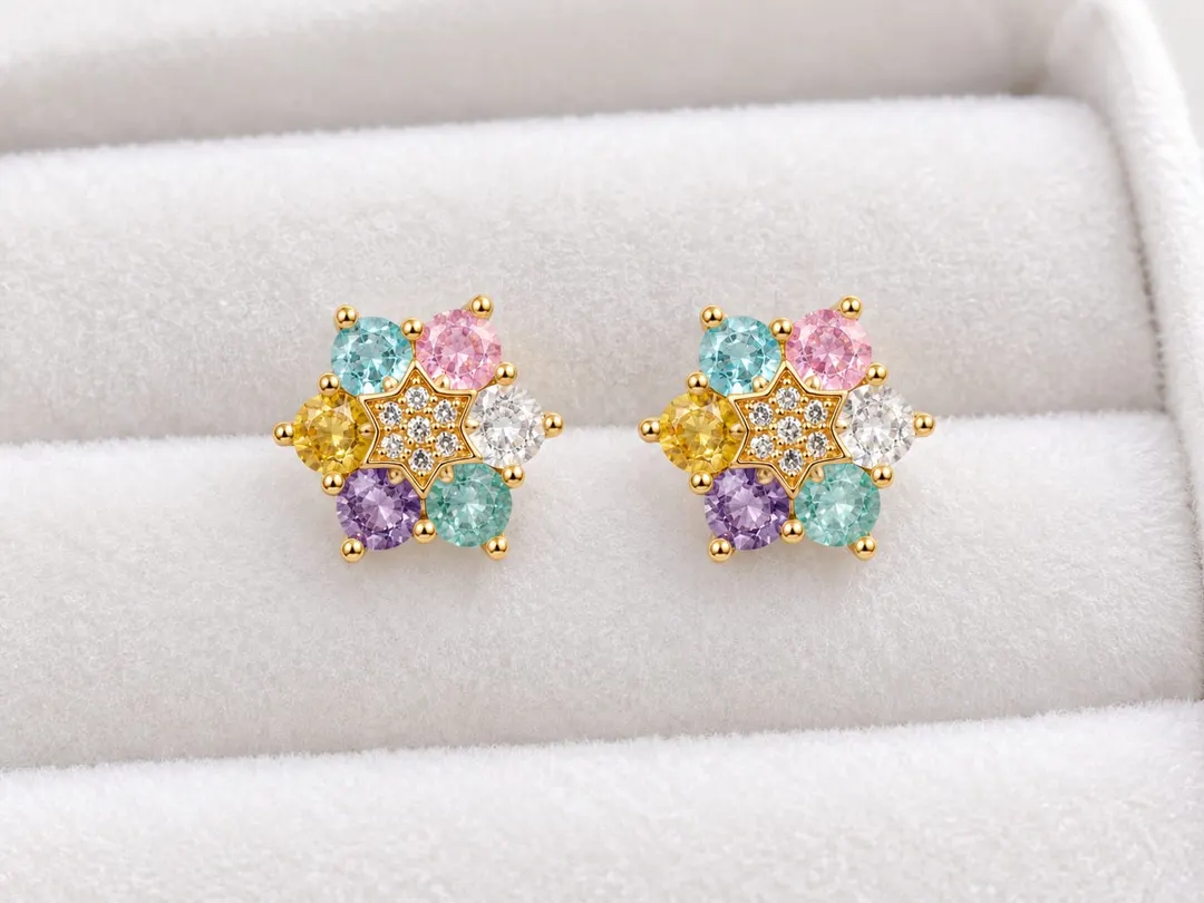 RAINBOW BLOOM MULTICOLOR STUD EARRINGS