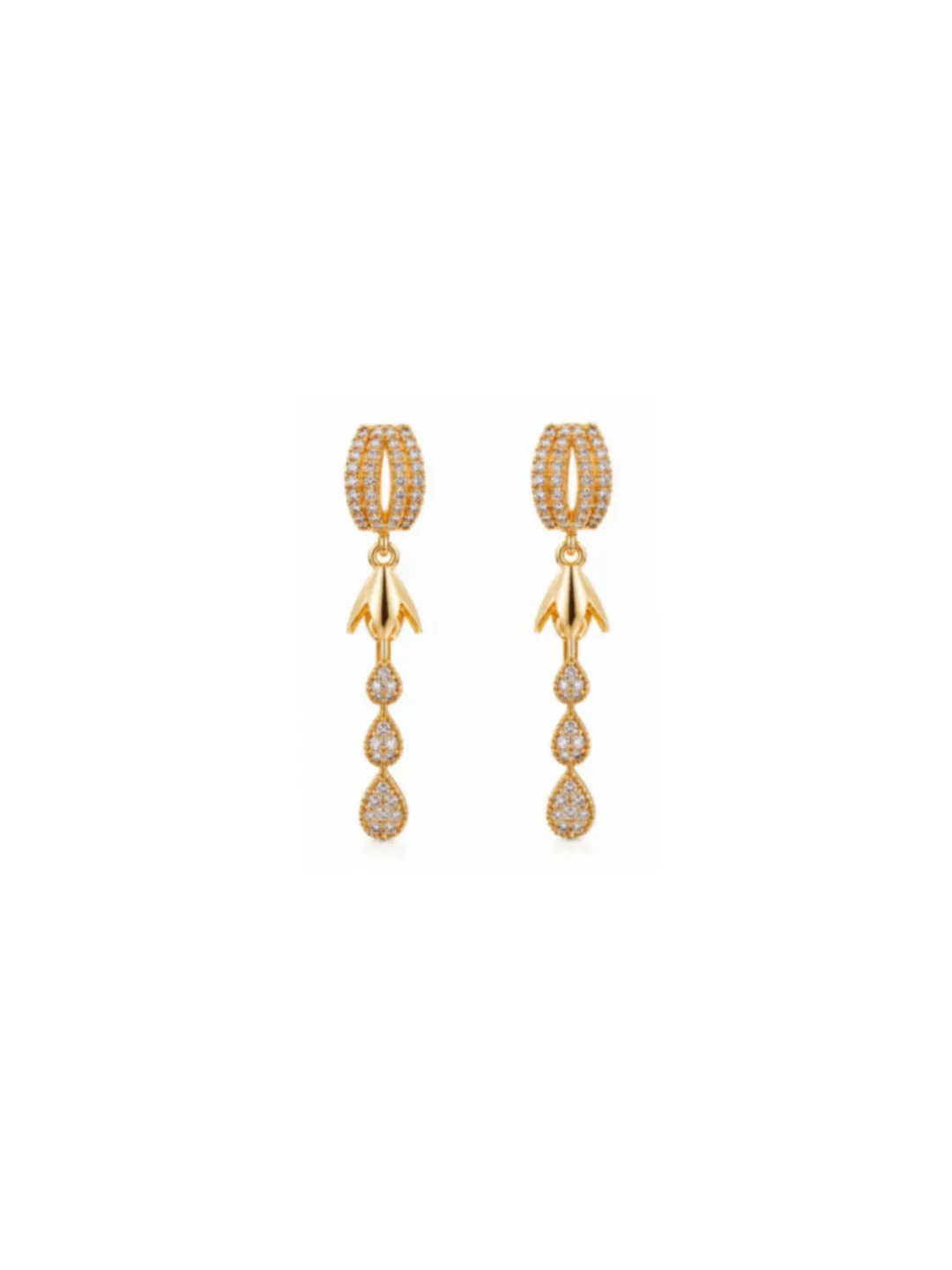 GOLD-TONE CZ CRYSTAL CASCADING DROP EARRINGS