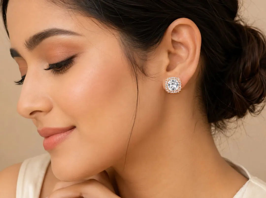 SQUARE HALO SPARKLE SUD EARRINGS