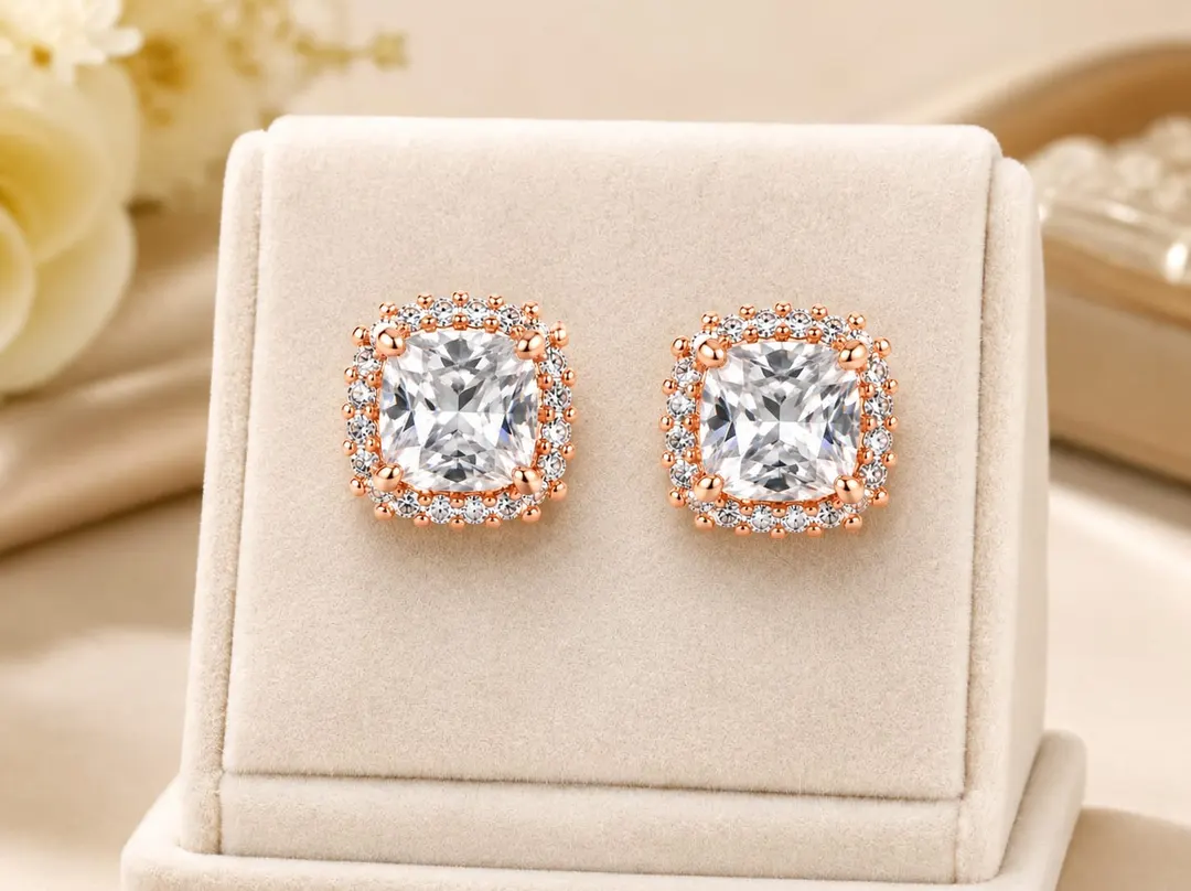 SQUARE HALO SPARKLE SUD EARRINGS