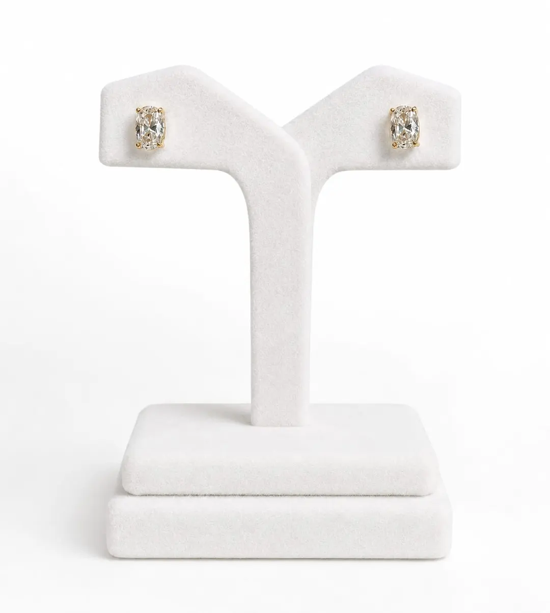 GOLD-TONE CUSHION-CUT CRYSTAL STUD EARRINGS
