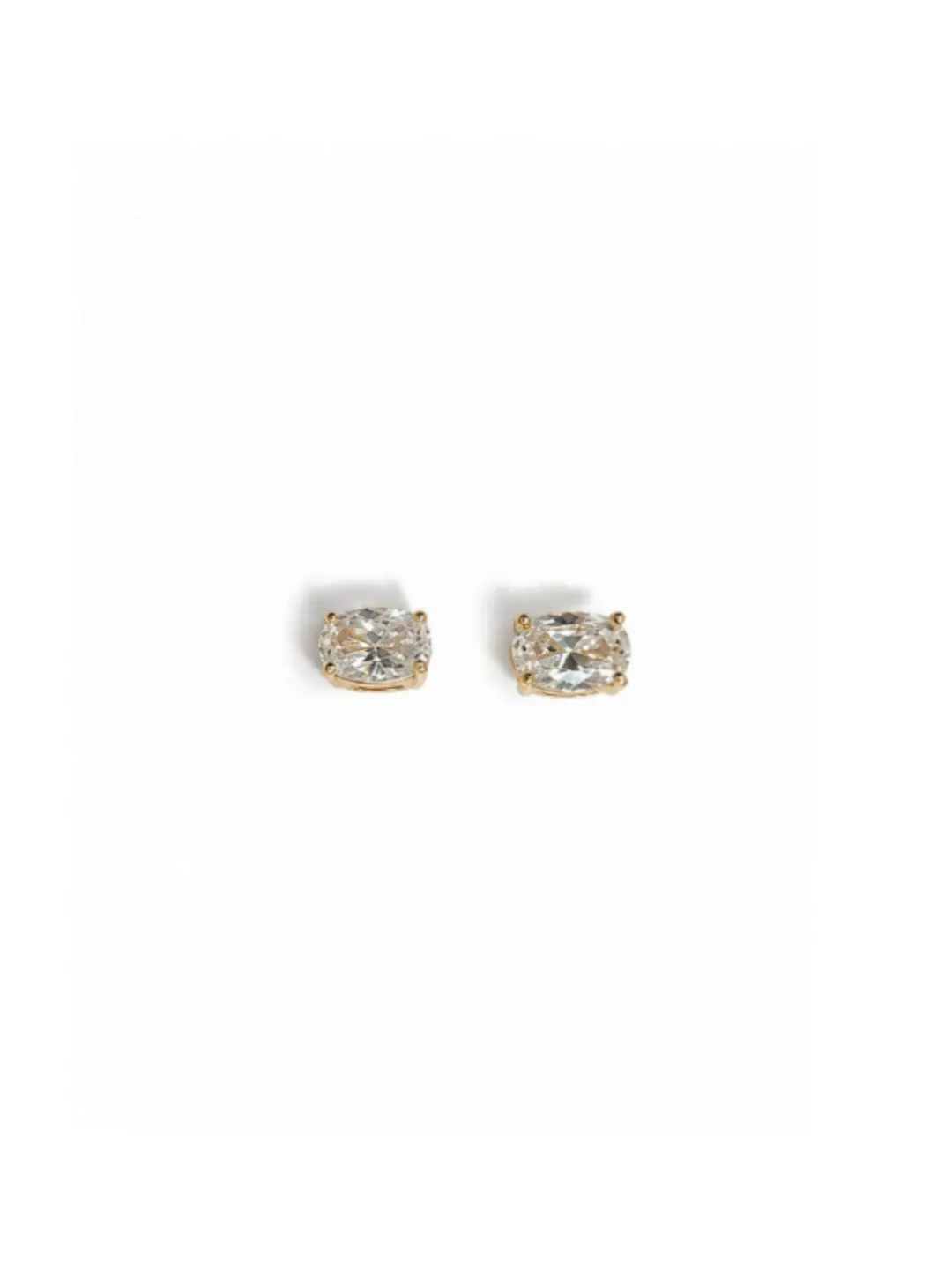 GOLD-TONE CUSHION-CUT CRYSTAL STUD EARRINGS