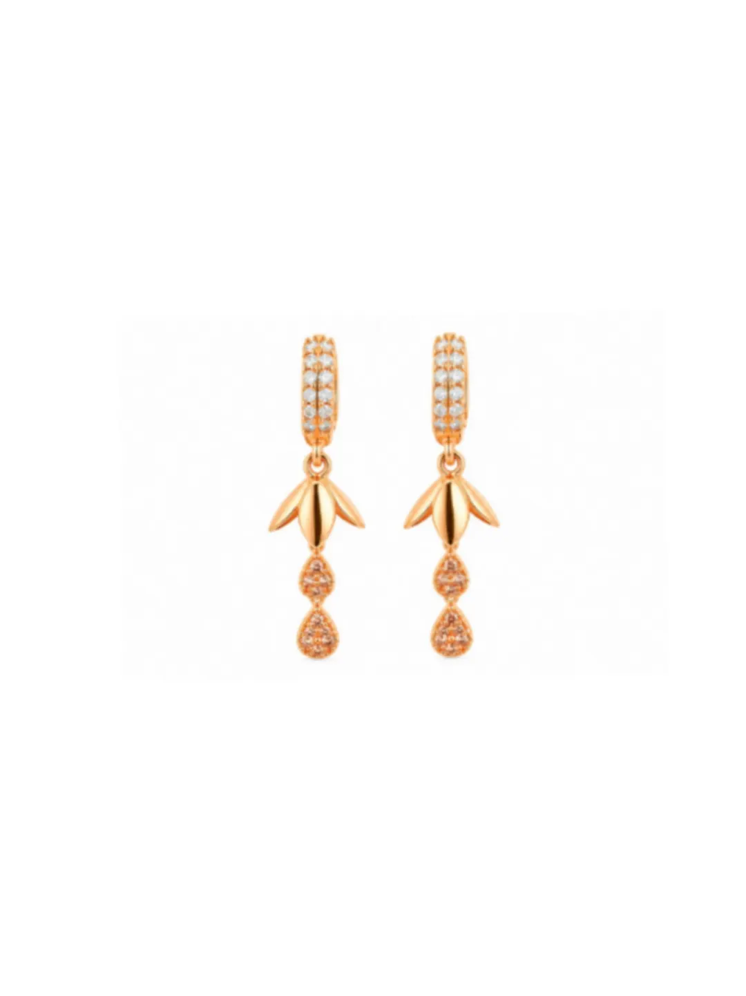 GOLDEN FLORAL CRYSTAL DROP EARRINGS
