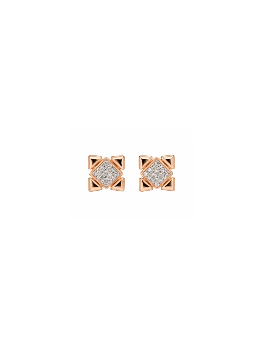 ROSE GOLD GEOMETRIC SQUARE CZ STUD EARRINGS