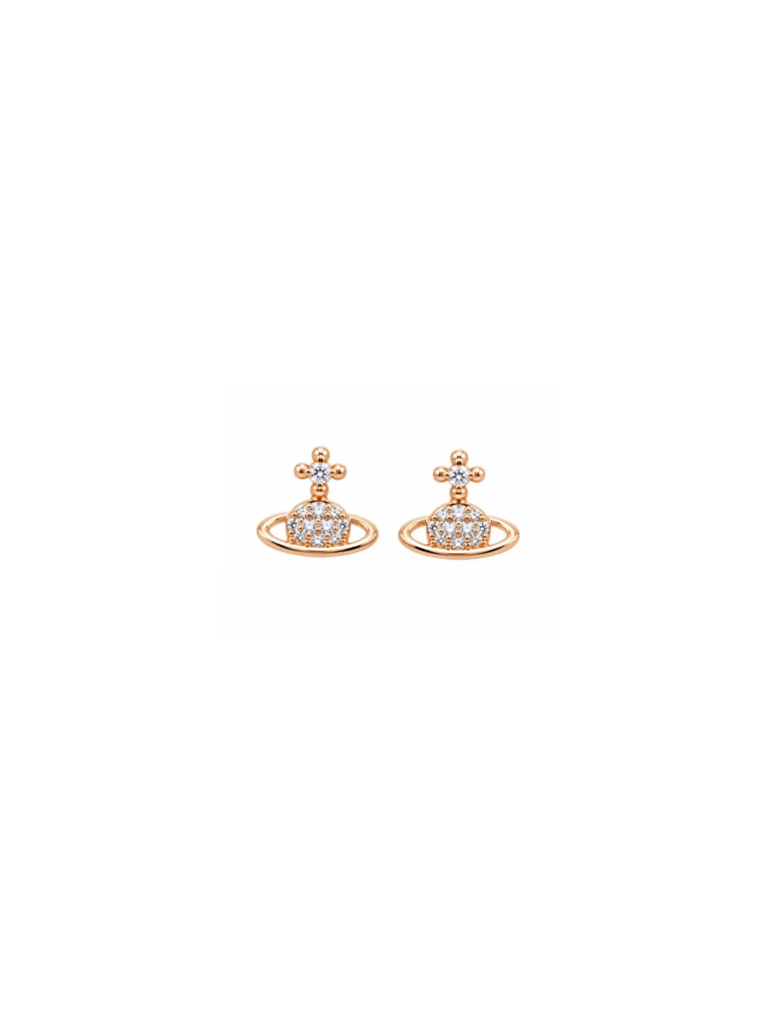 ROSE GOLD SATURN PLATED CZ DROP EARRINGS