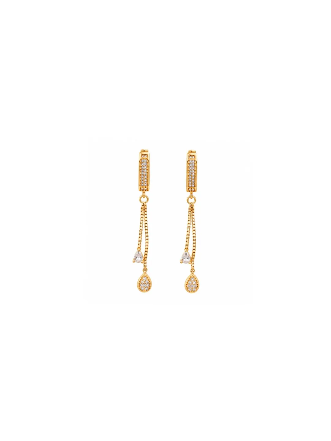 GOLD-TONE CRYSTAL CHAIN DROP EARRINGS