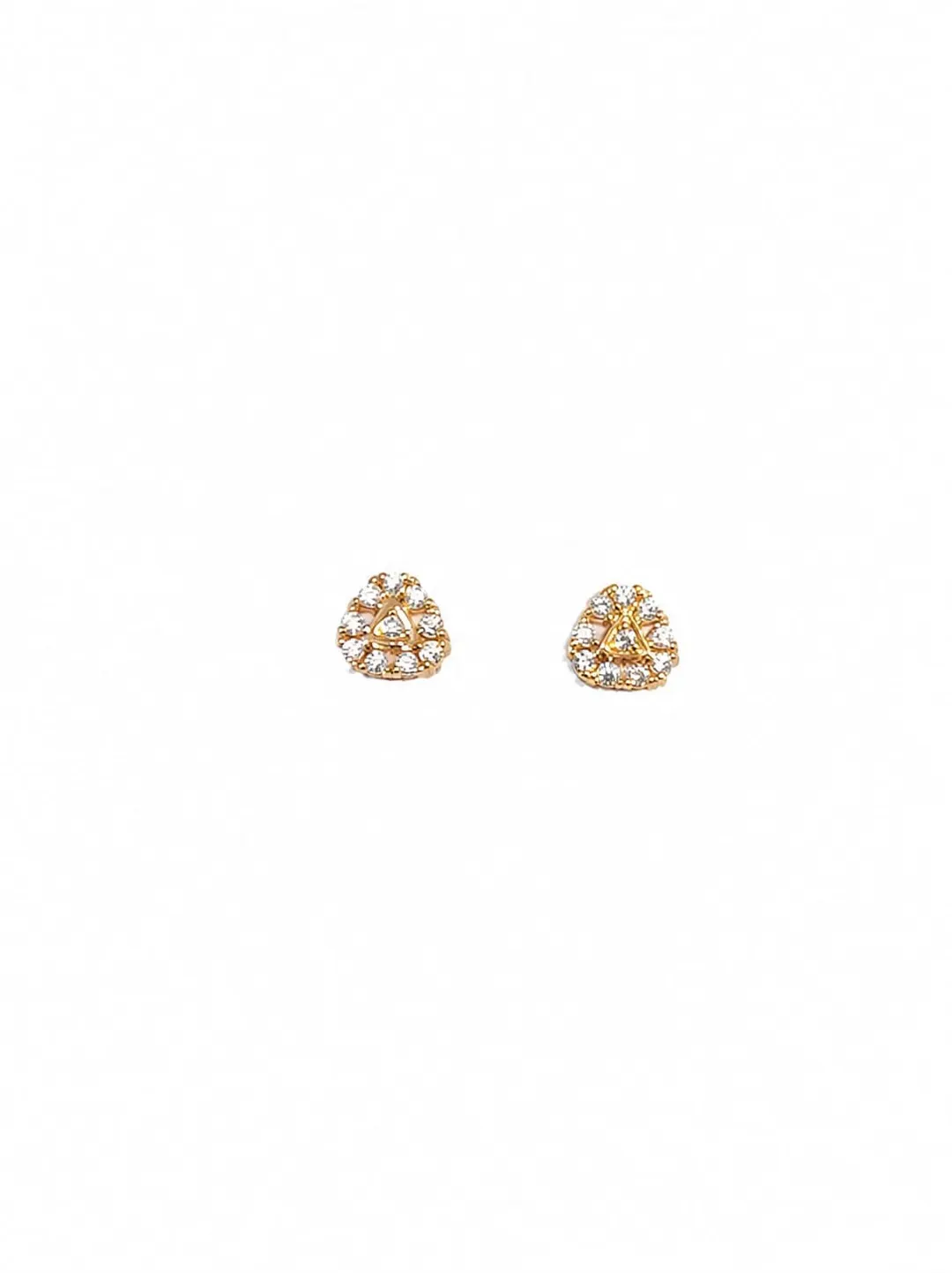 GOLDEN CRYSTAL TRIANGLE CLUSTER STUD EARRINGS