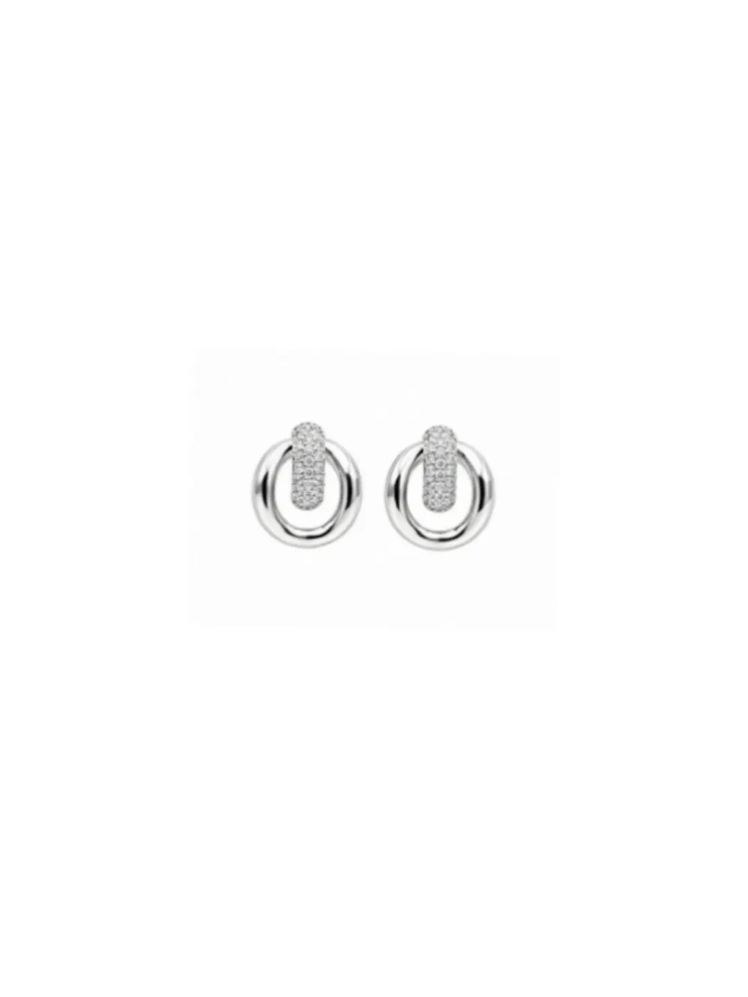 SILVER CRYSTAL OVAL HOOP STUD EARRINGS
