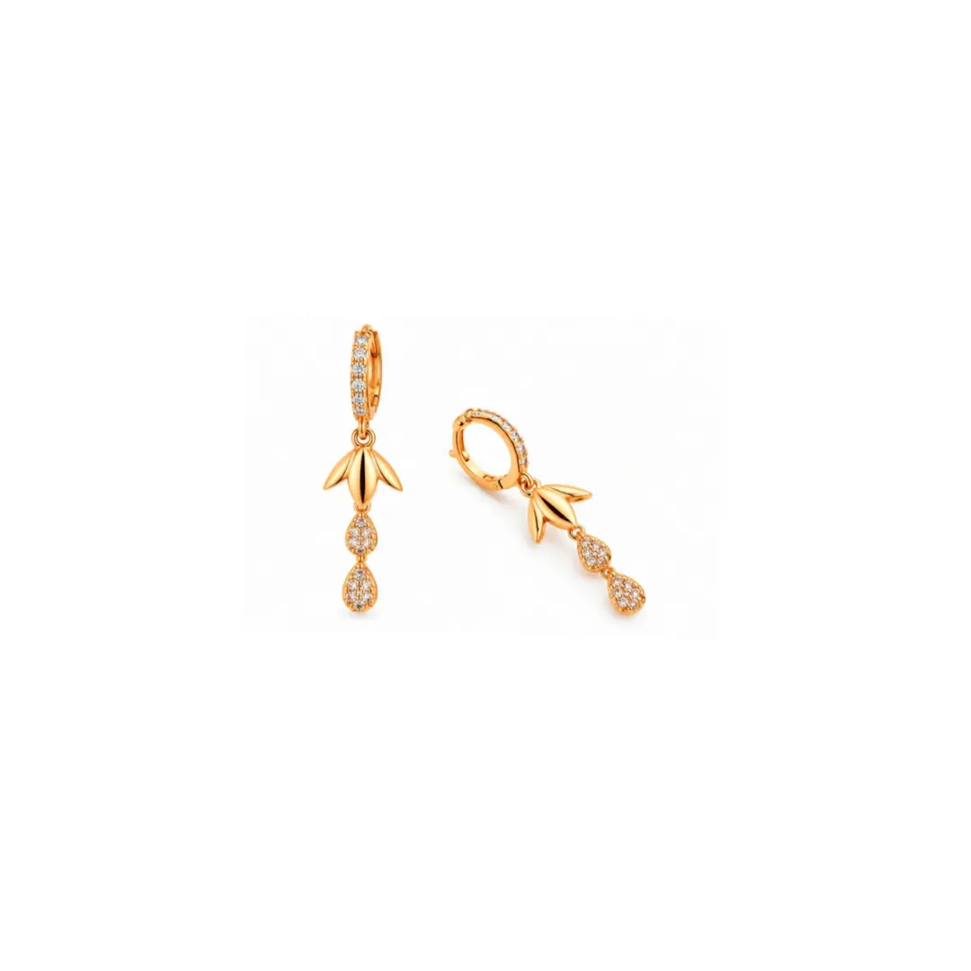 GOLDEN FLORAL CRYSTAL DROP EARRINGS