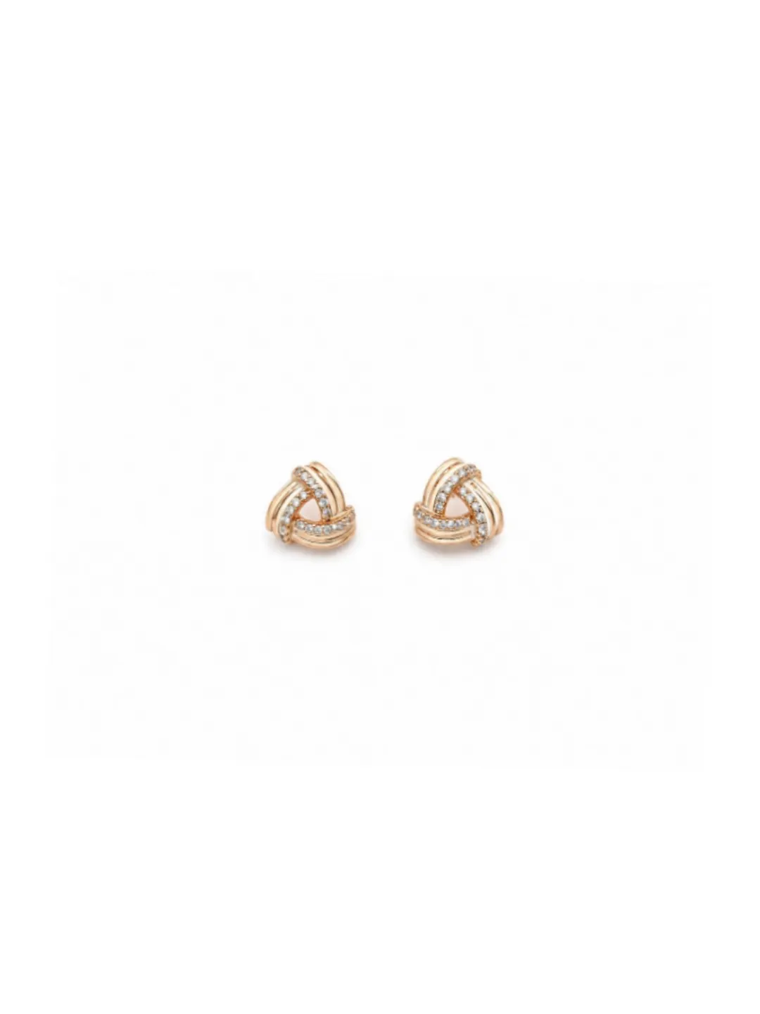 GOLDEN GEOMETRIC CRYSTAL KNOT STUD EARRINGS