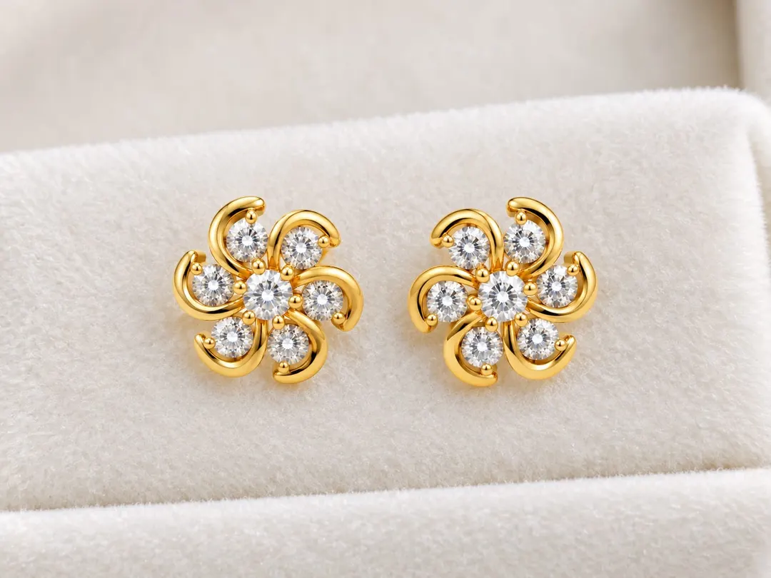 GOLD-TONE FLORAL CLUSTER STUD EARRINGS