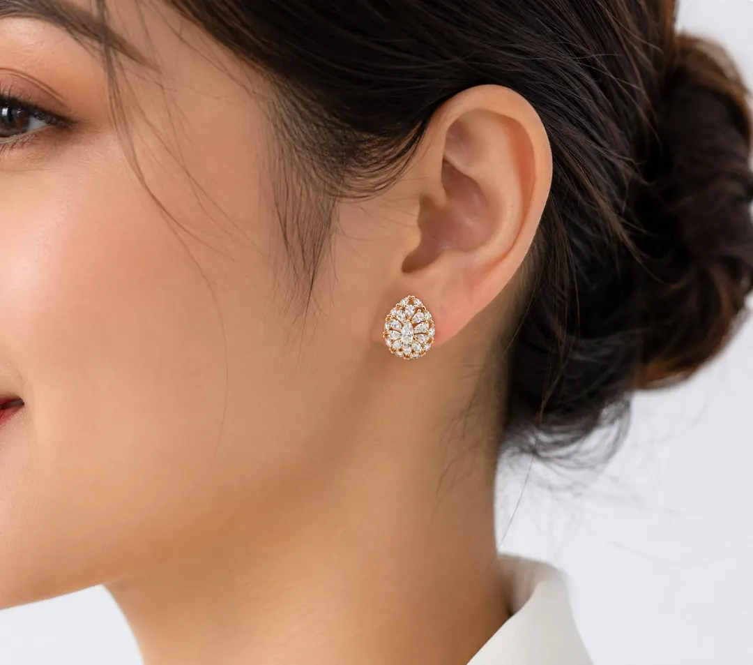 OVAL PADIANCE FLORAL STUD EARRINGS