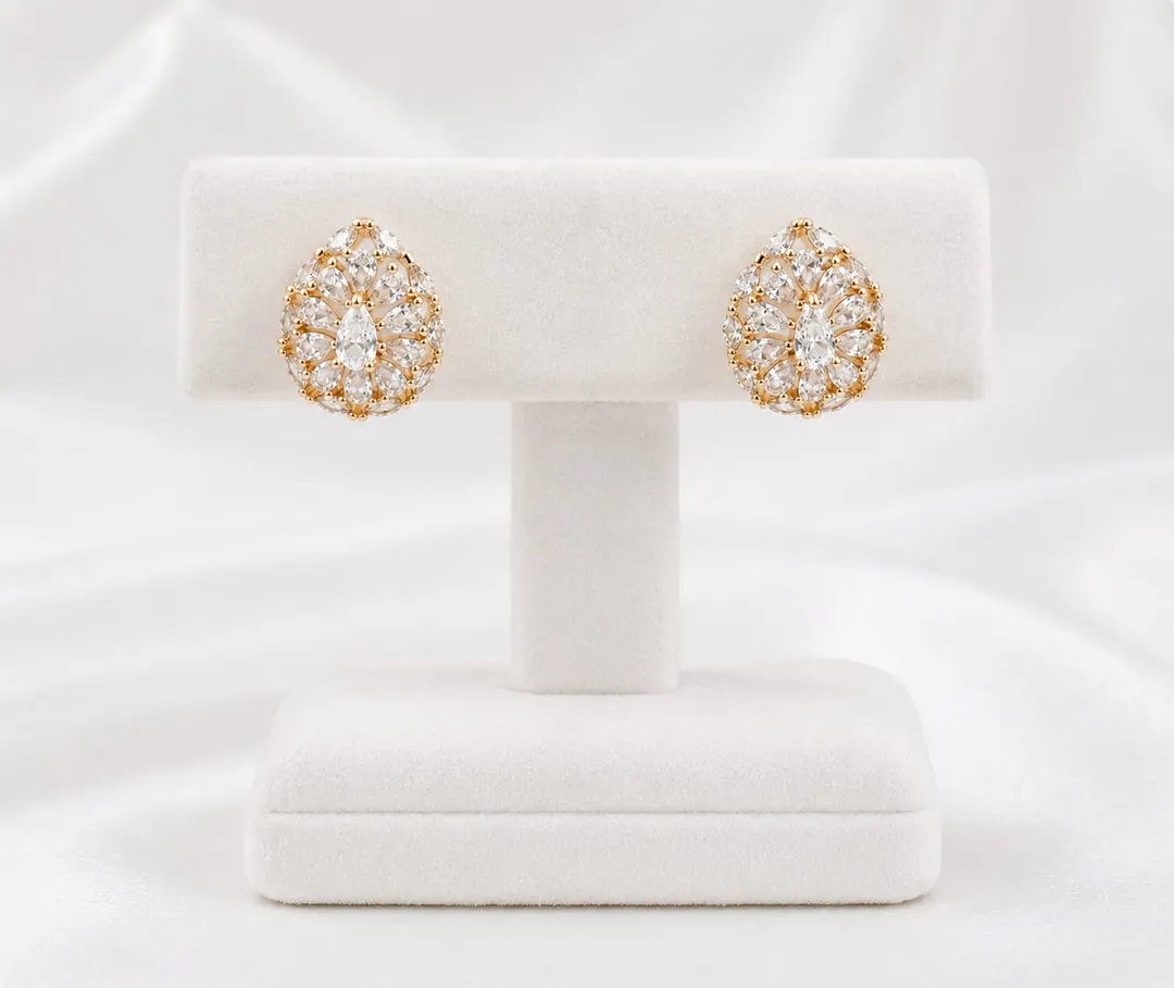 OVAL PADIANCE FLORAL STUD EARRINGS