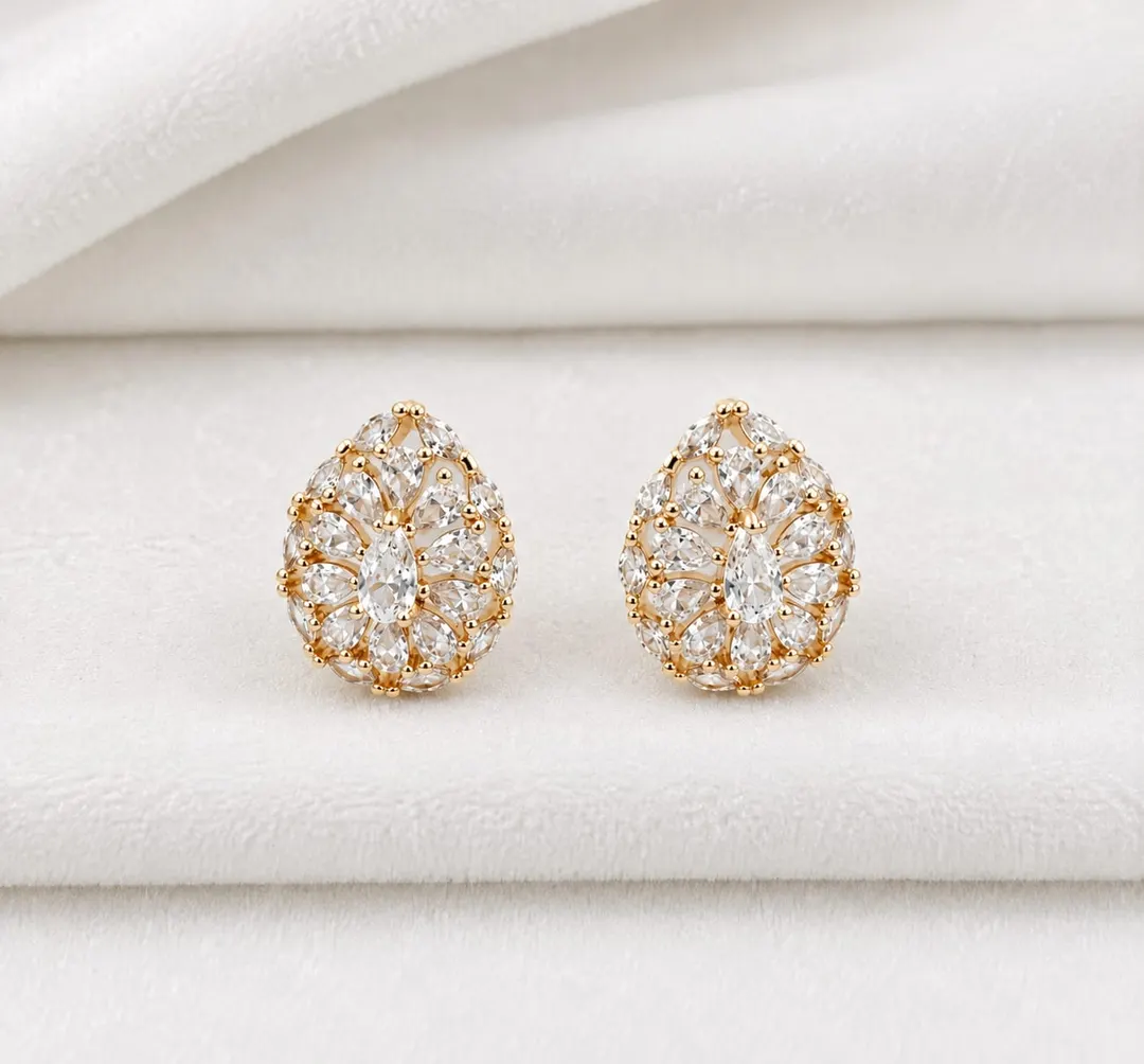 OVAL PADIANCE FLORAL STUD EARRINGS