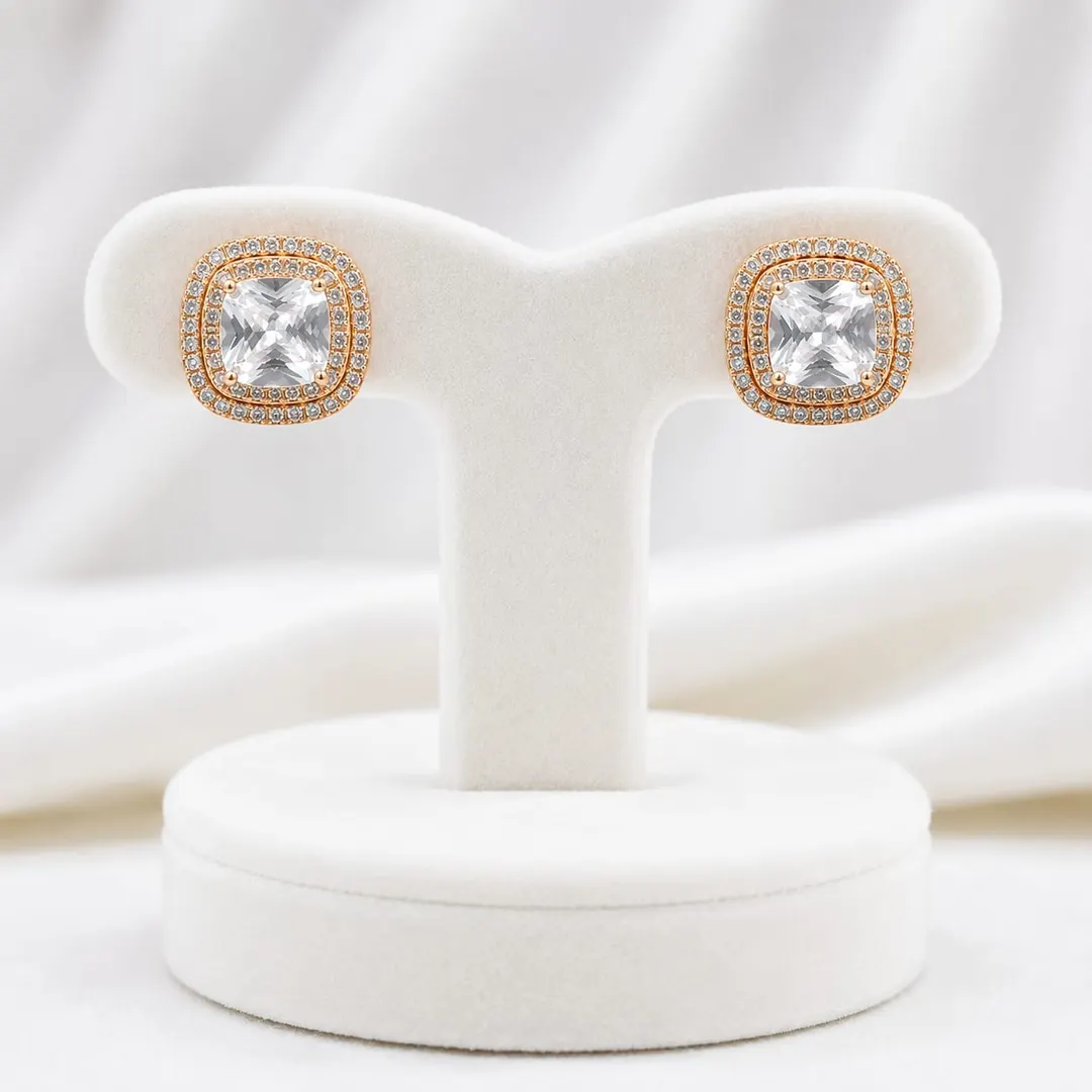 ROYAL CUSHION HALO STUD EARRINGS