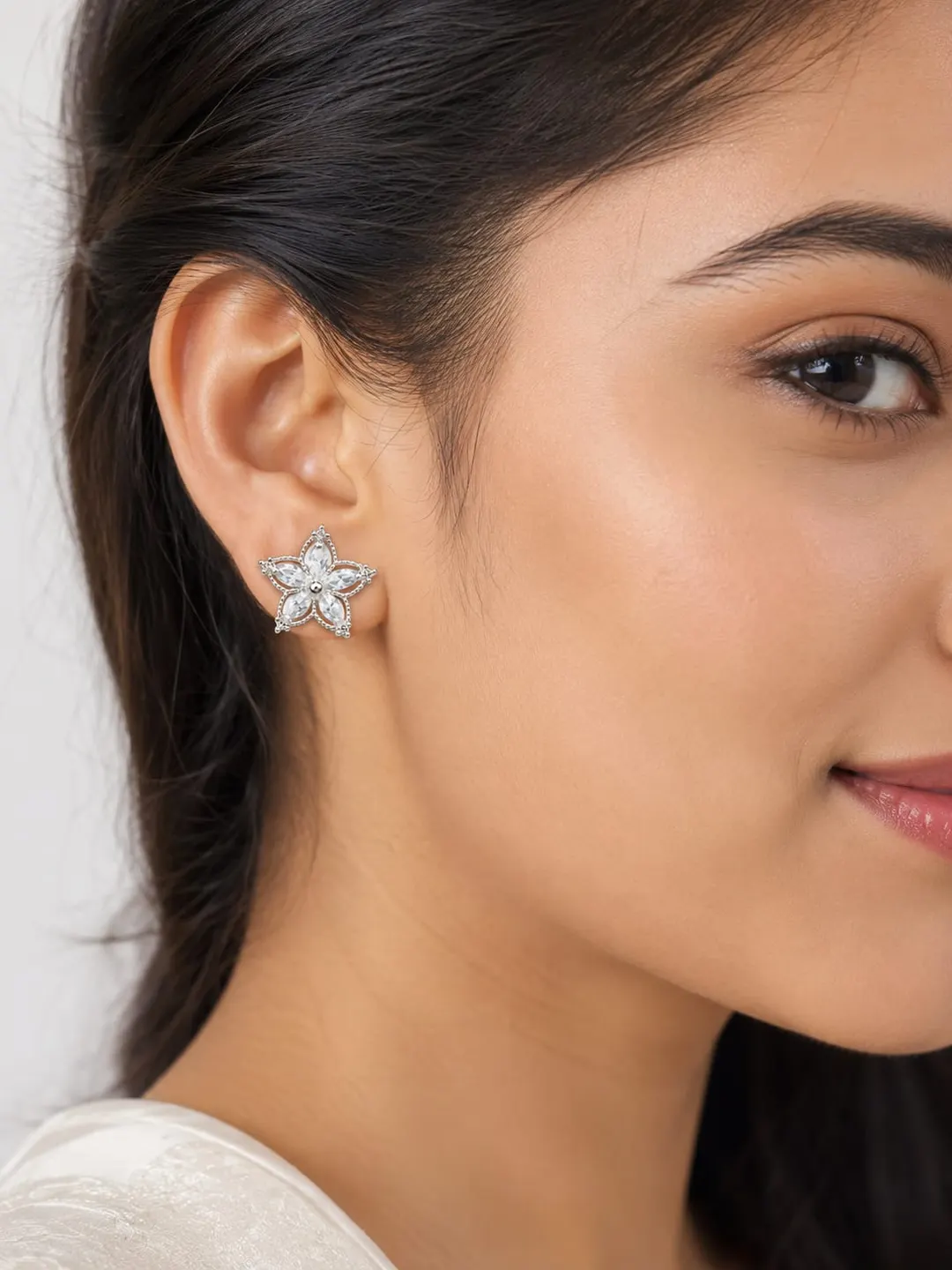 CRYSTAL BLOSSOM FLOWER STUD EARRINGS
