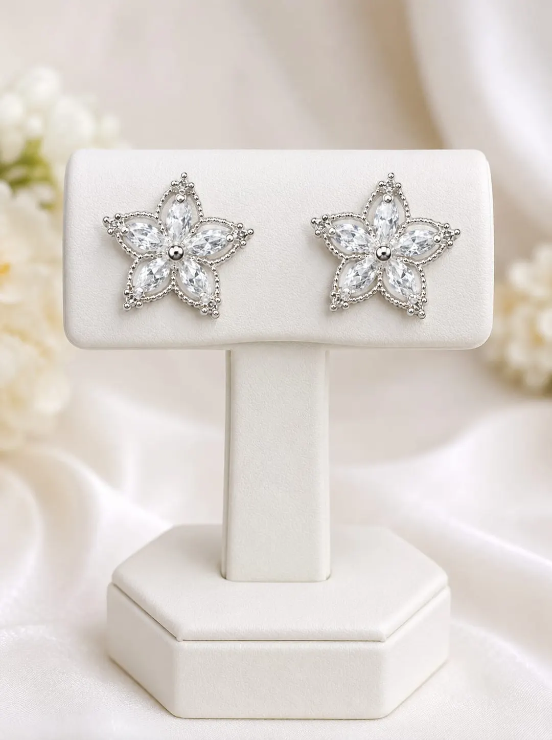 CRYSTAL BLOSSOM FLOWER STUD EARRINGS