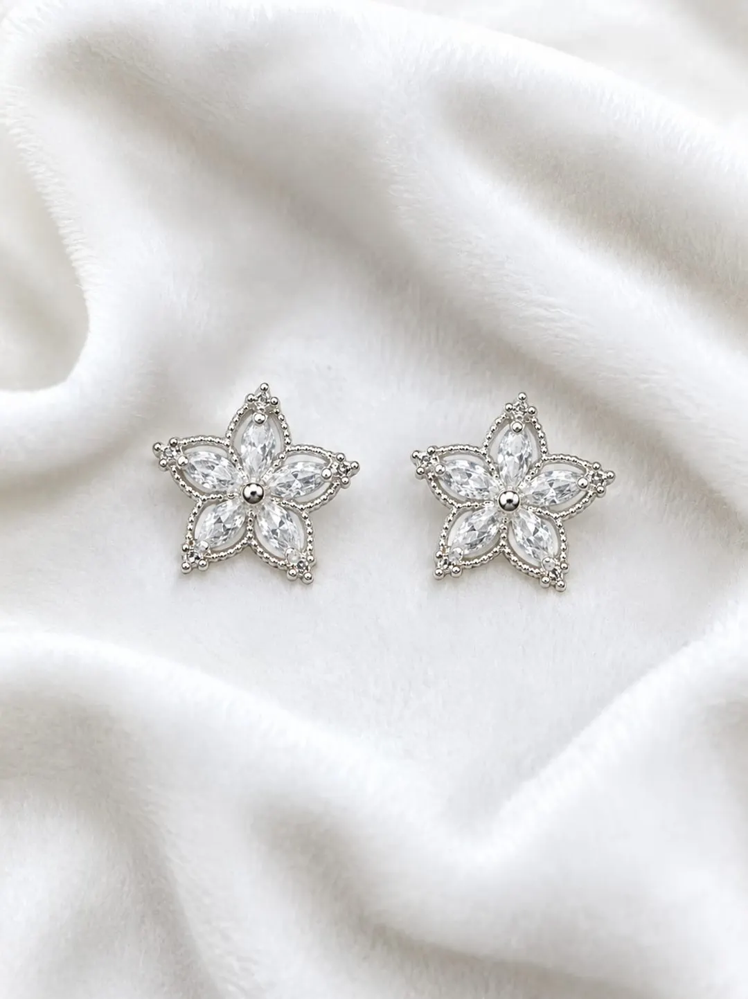CRYSTAL BLOSSOM FLOWER STUD EARRINGS