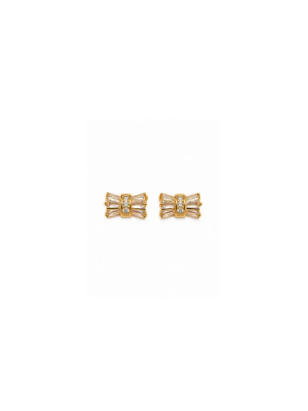GOLDEN CRYSTAL BOW STUD EARRINGS
