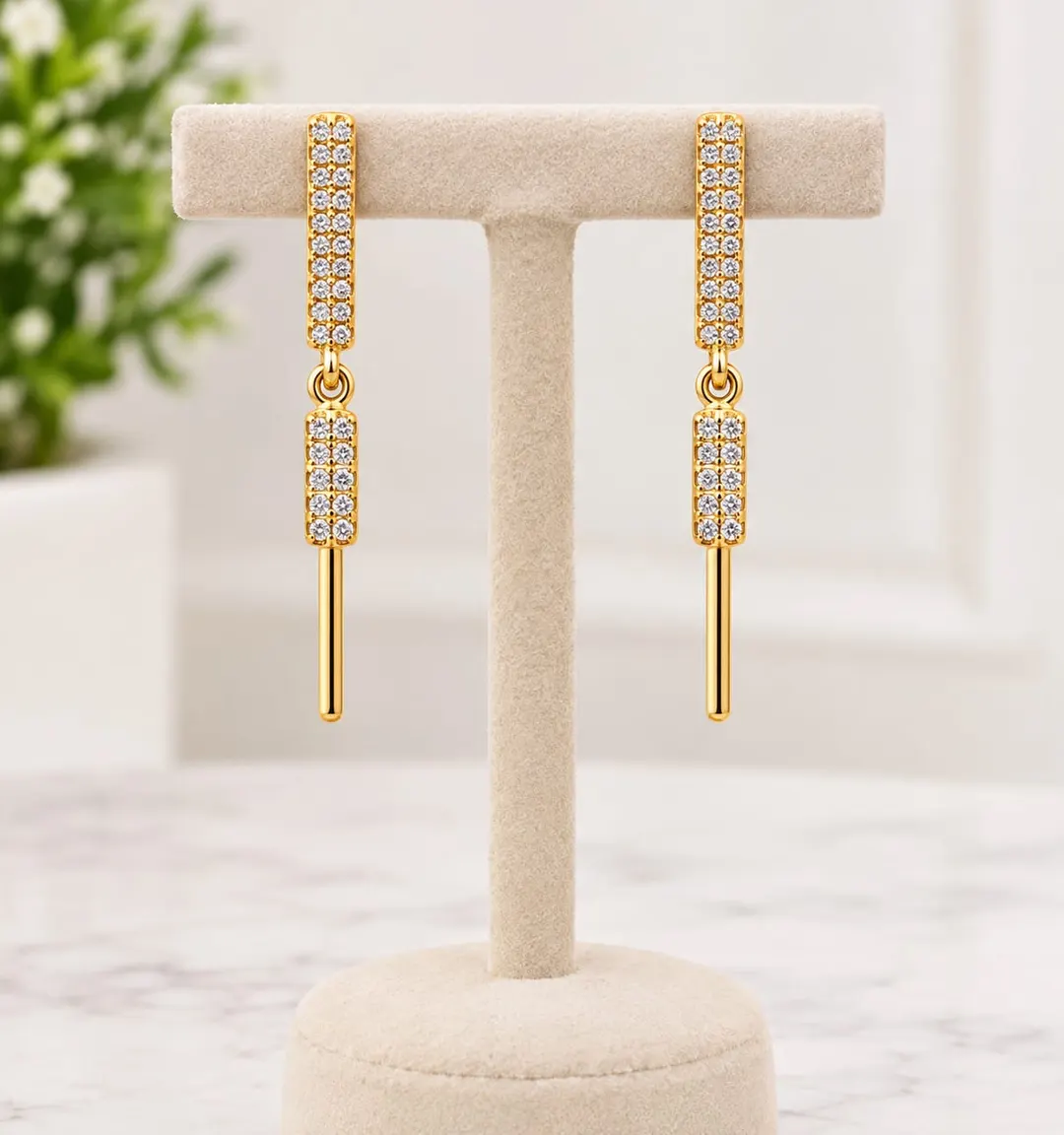 ROYAL CRYSTAL BAR DROP EARRINGS