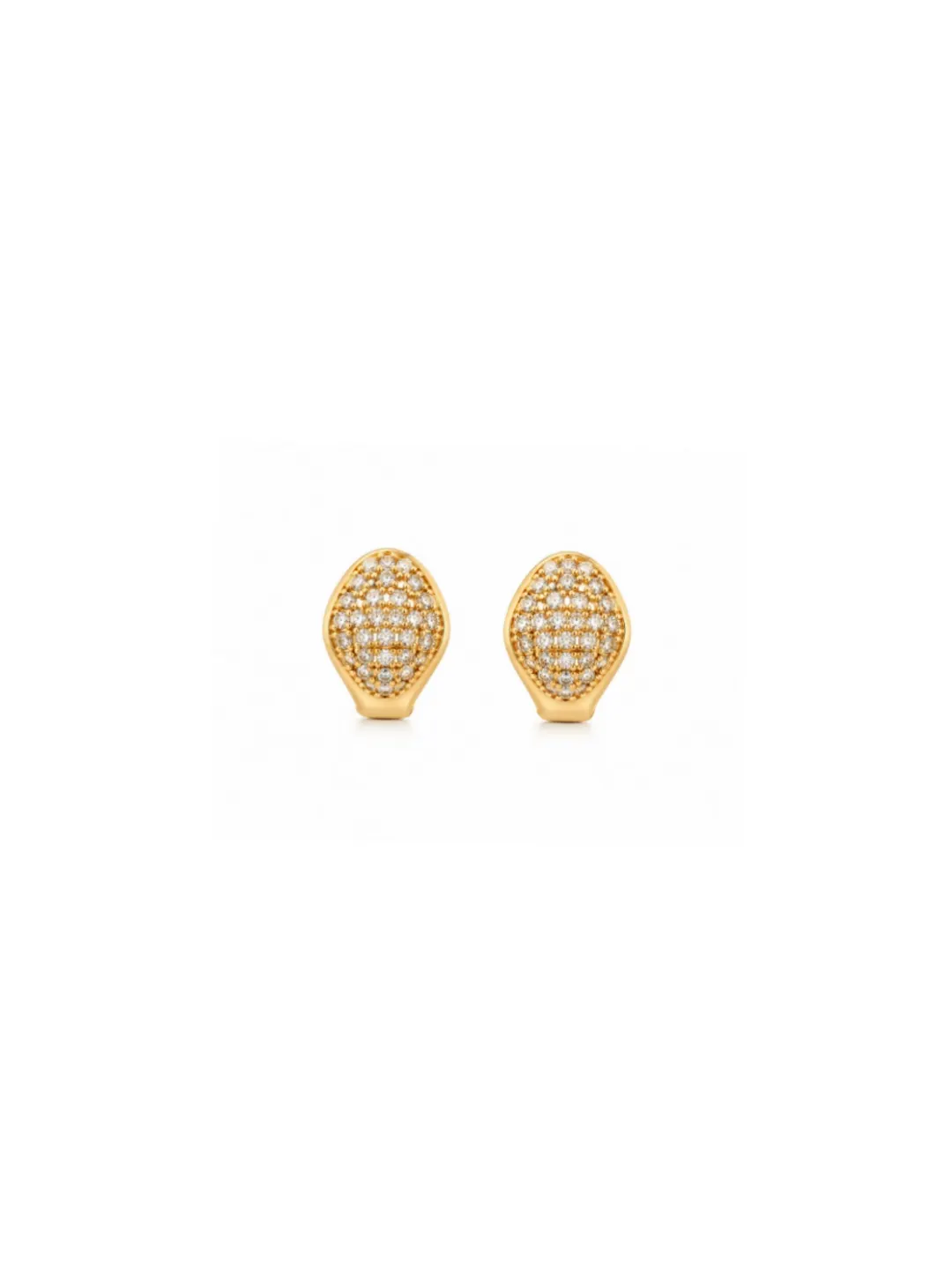 GOLDEN CRYSTAL CLUSTER OVAL STUD EARRINGS