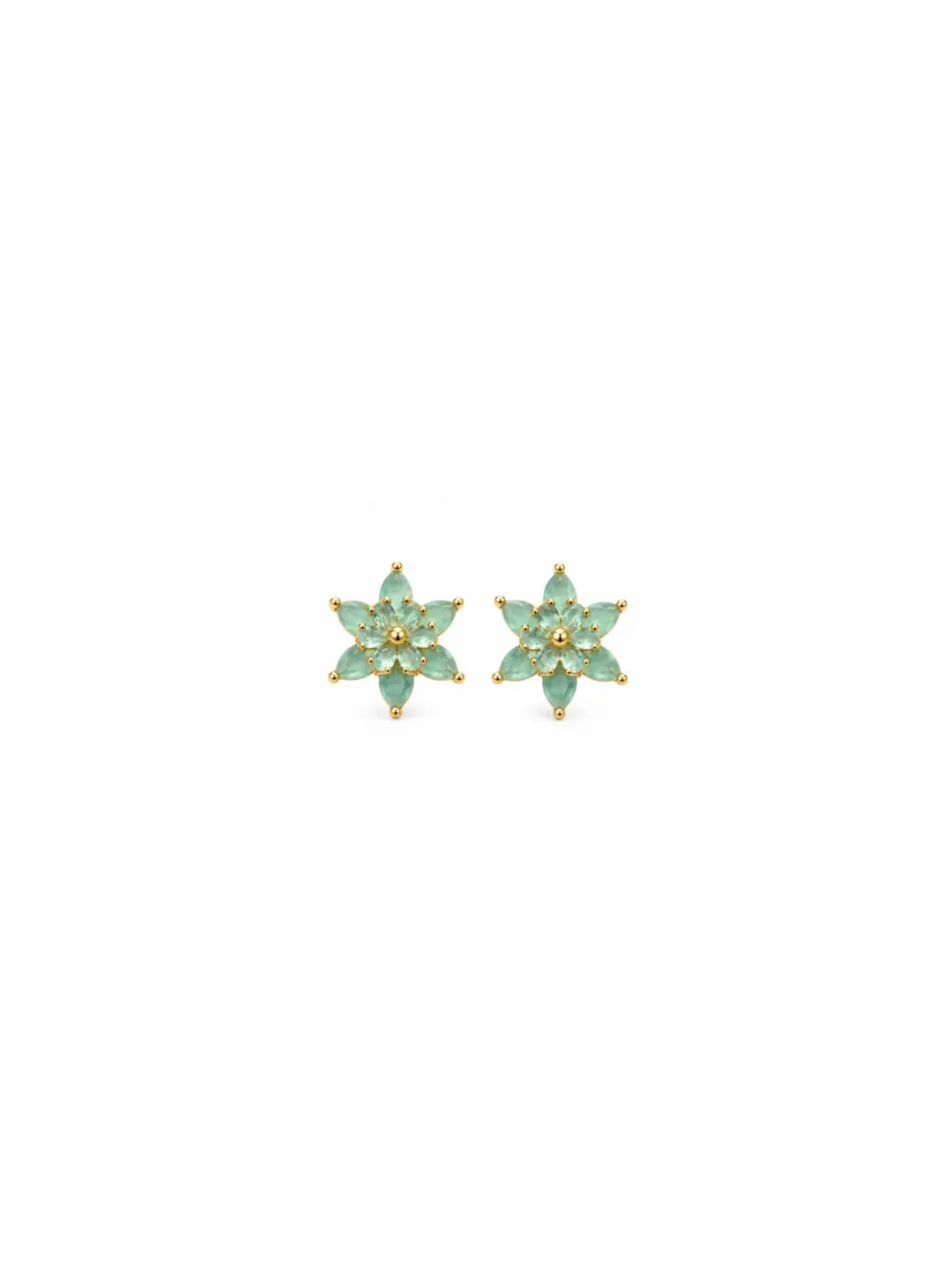 AQUA BLUE FLORAL FLOWER STUD EARRINGS