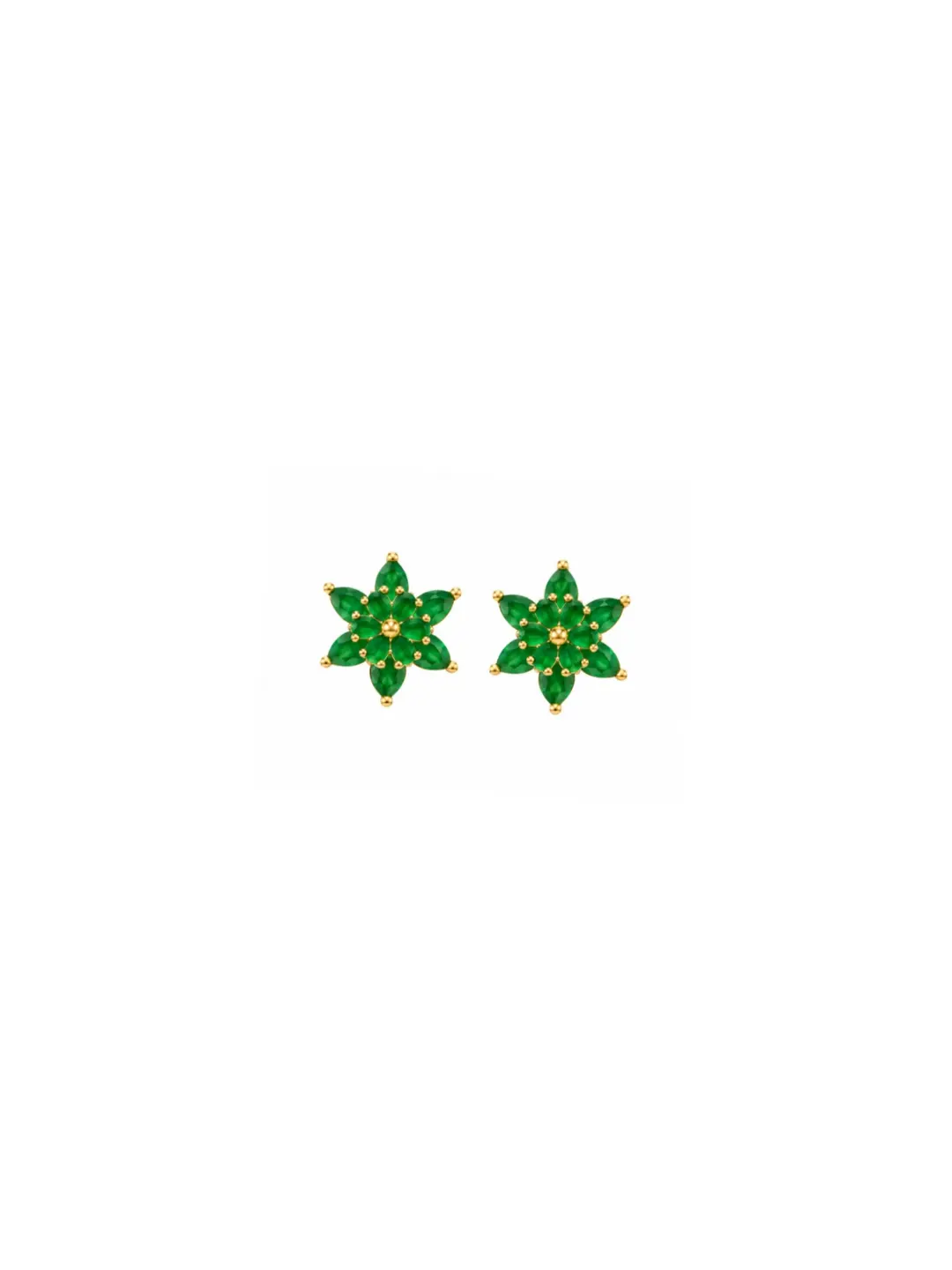 EMERALD BLOOM GREEN FLORAL STUD EARRINGS