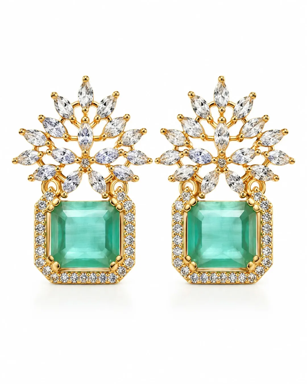 EMERALD BLOOM CRYSTAL CHANDELIER EARRINGS