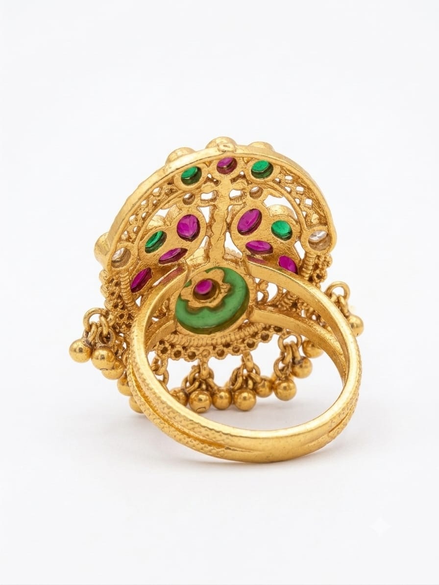 ROYAL GREEN & RUBY KUNDAN RING