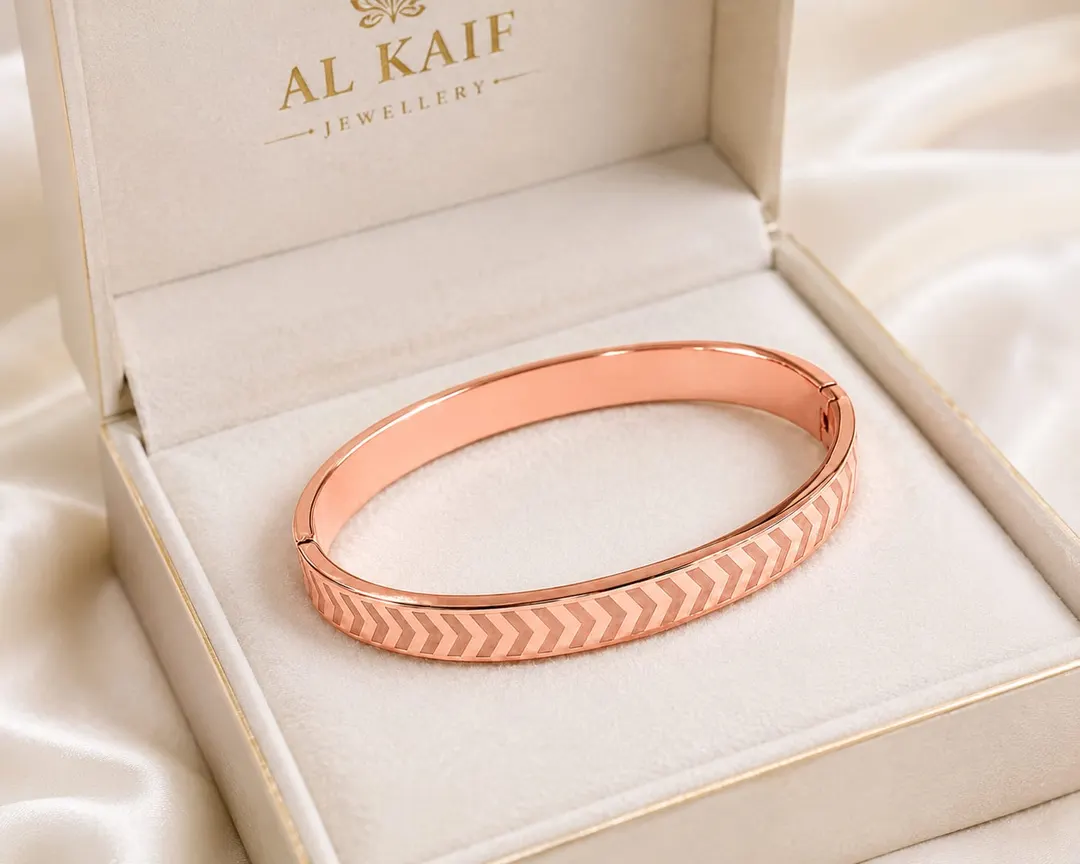 ROSE GOLD PLATED STAINLESS STEEL BANGLE BRACELET
