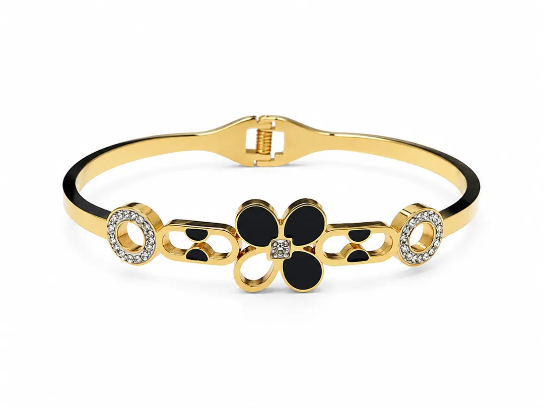 GOLD-PLATED STAINLESS STEEL BANGLE BRACELET