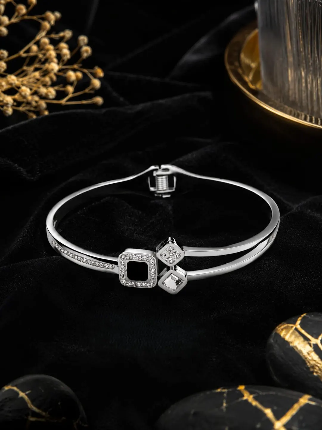 GEOMETRIC DIAMOND AND GEMSTONE BRACELET