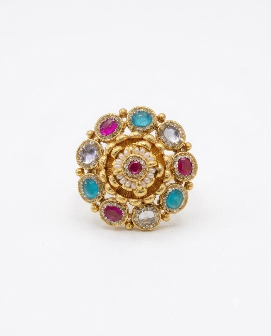 MULTICOLOR FLORAL GEMSTONE RING