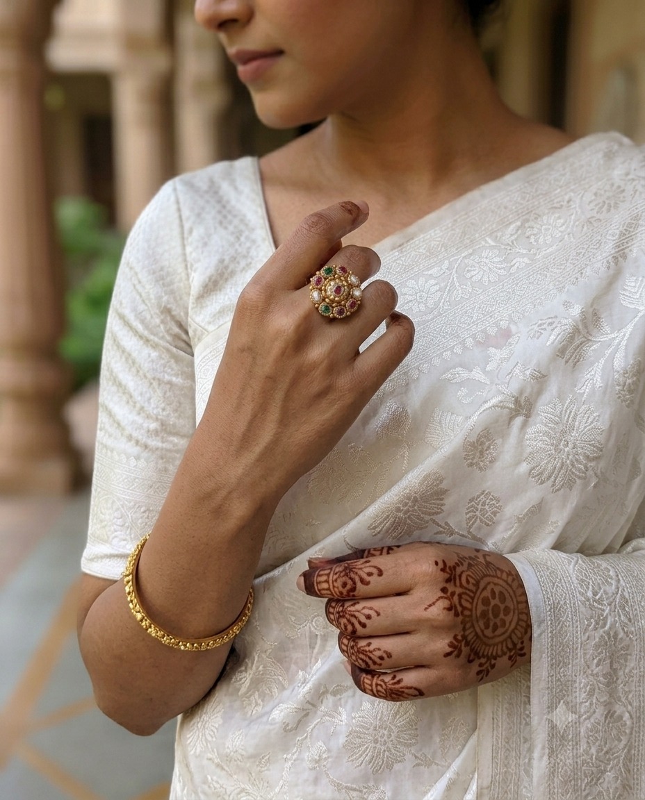 MULTICOLOR FLORAL GEMSTONE RING